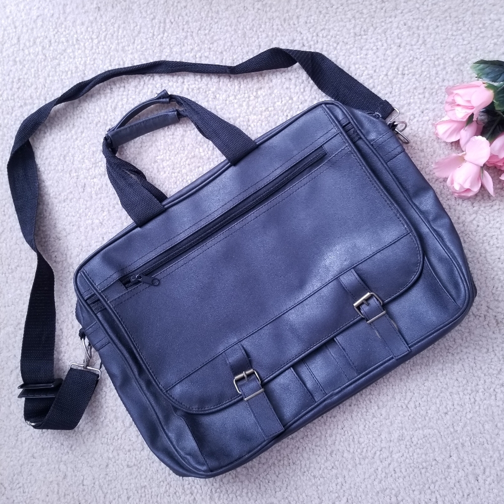 Leather Buckled Academic Messenger Shoulder Bag